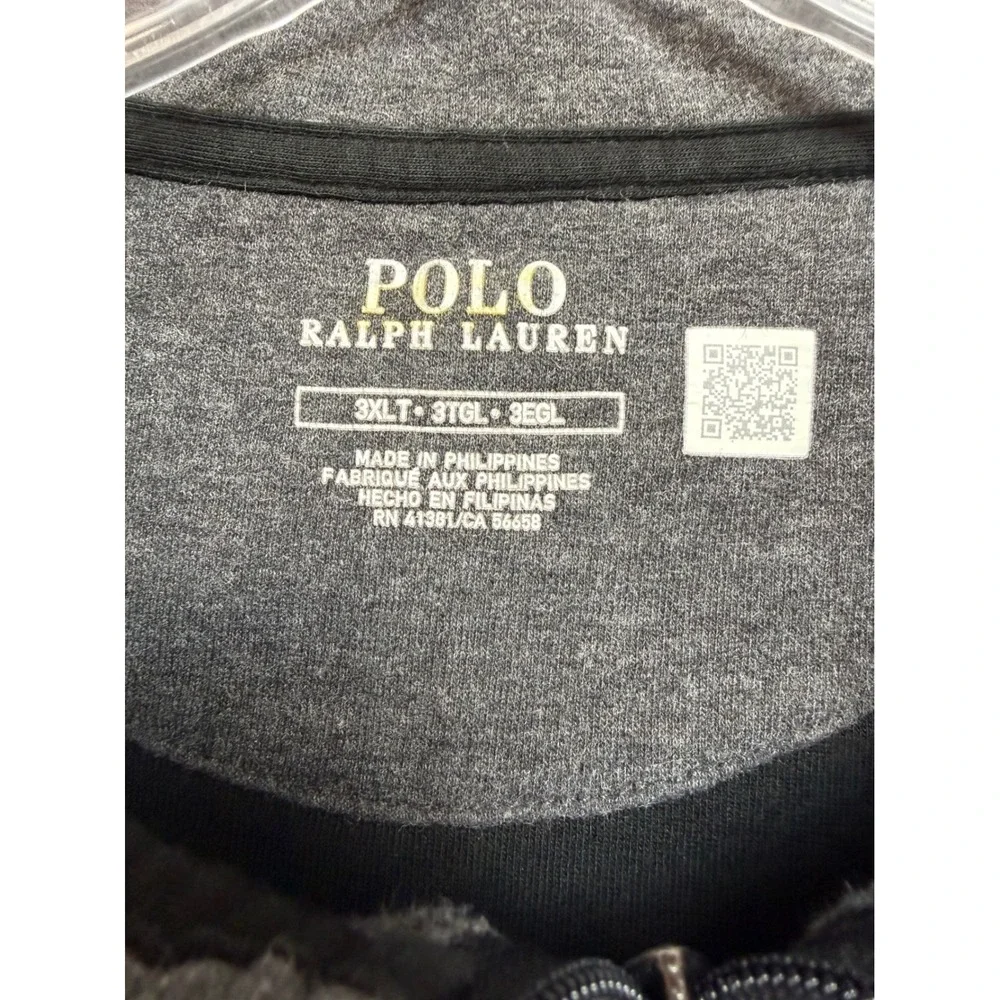 Polo Ralph Lauren Mens 3XLT Black Quarter Zip Pullover Sweatshirt Pony Logo Tall
